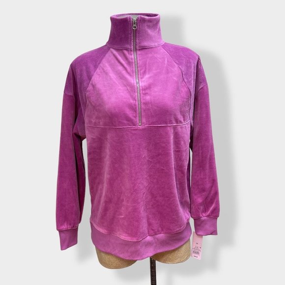 WILD Fable Purple Quarter Zip Velour Sweater‎ XS - Picture 1 of 6